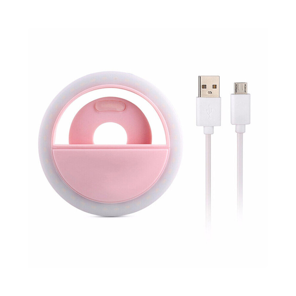 () 36 Led Portable Night Phone Flash Led Camera Clip-On Mobile Phone Selfie Ring Video Usb Charging For All Phone Pink/Light 4537361998937