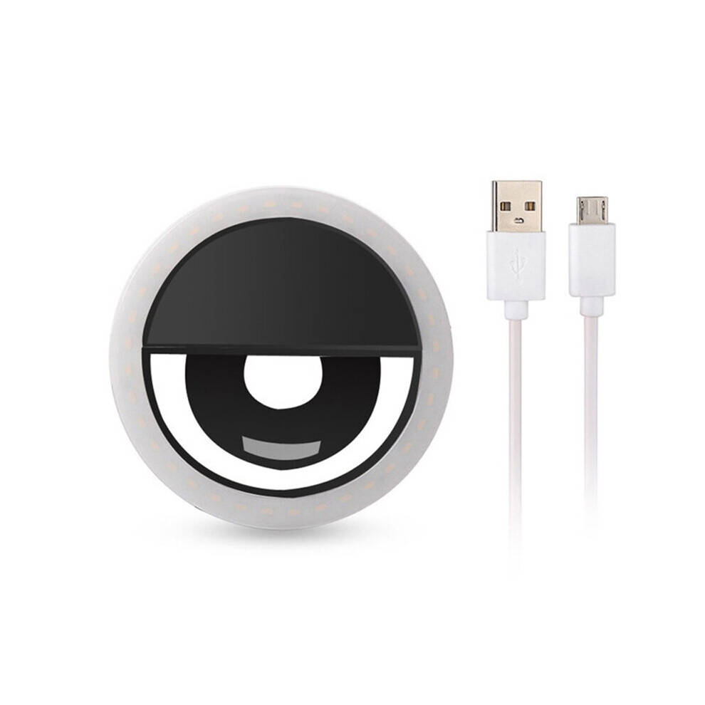 () 36 Led Portable Night Phone Flash Led Camera Clip-On Mobile Phone Selfie Ring Video Usb Charging For All Phone Black/Light 4537361998913