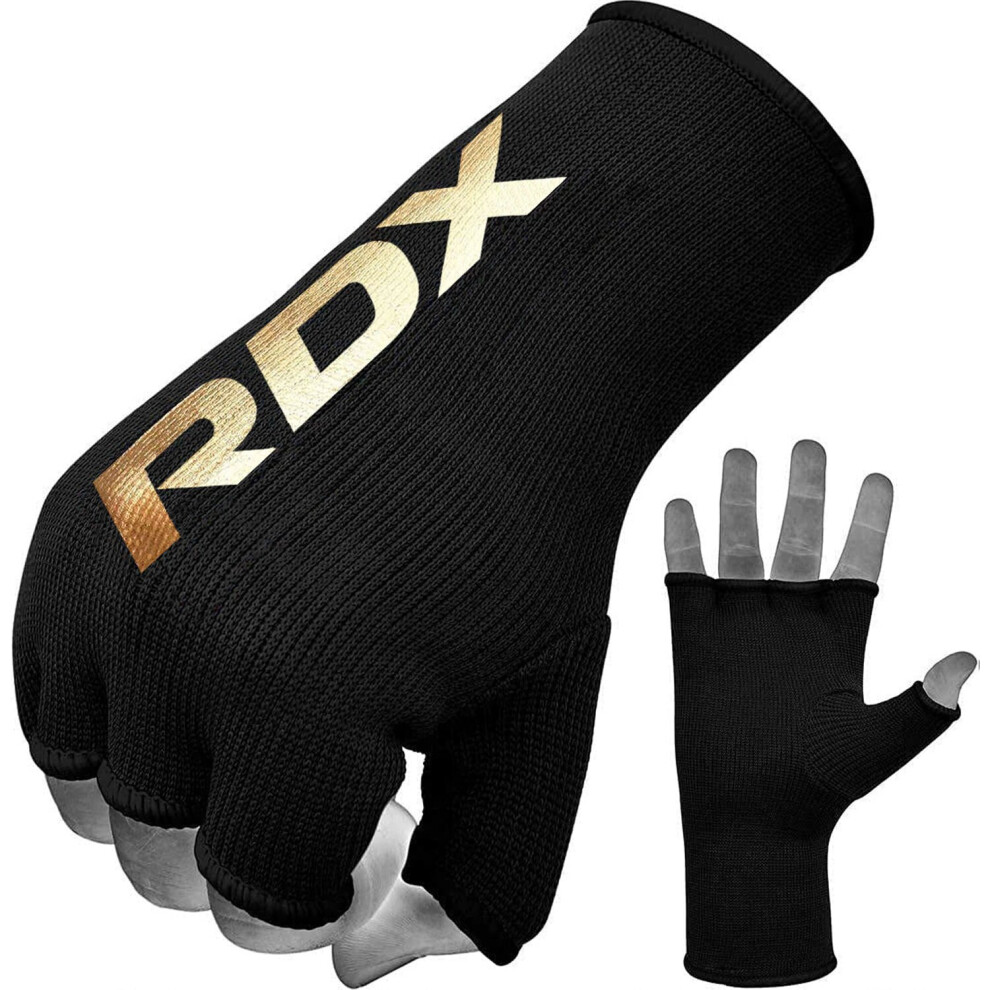 (Black, Medium) RDX Hands wraps Inner Gloves Half Finger Elasticated Bandages