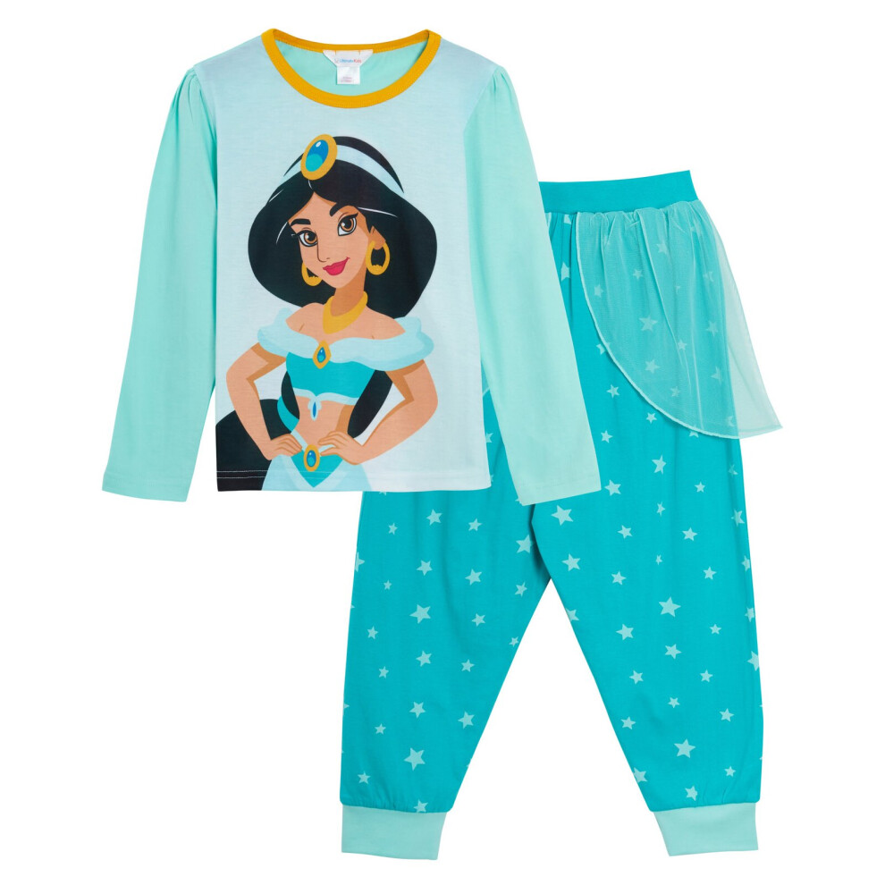 (7-8 Years) Girls Disney Aladdin Princess Jasmine Dress Up Pyjamas Full Length Novelty Pjs