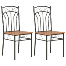 vidaXL 2x Dining Chairs Brown MDF Side End Kitchen Furniture Dining Room Chair