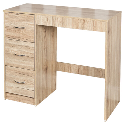 URBN Living (Oak Carcass + Oak Drawers) 3 Drawer Wooden Dressing Computer Work Table Desk