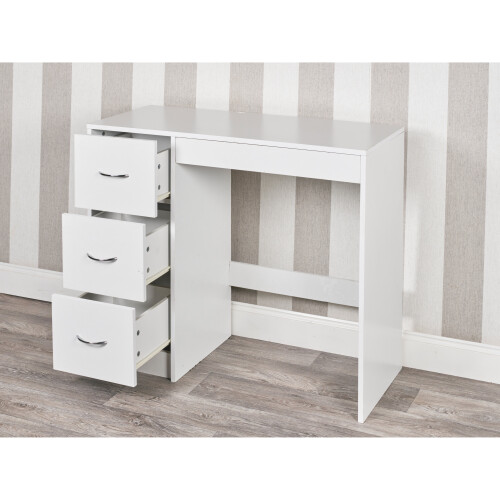 URBN Living (White Carcass + White Drawers) 3 Drawer Wooden Dressing Computer Work Table Desk