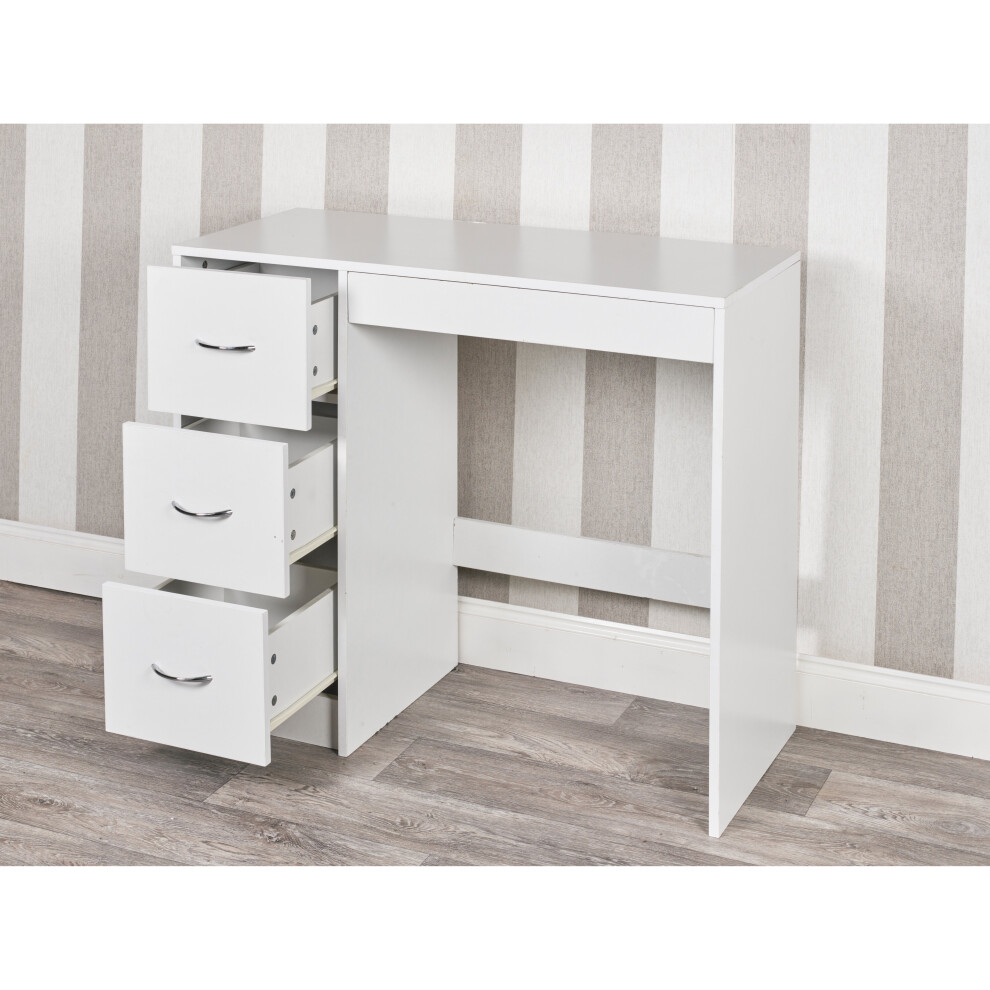 (White Carcass + White Drawers) 3 Drawer Wooden Dressing Computer Work Table Desk