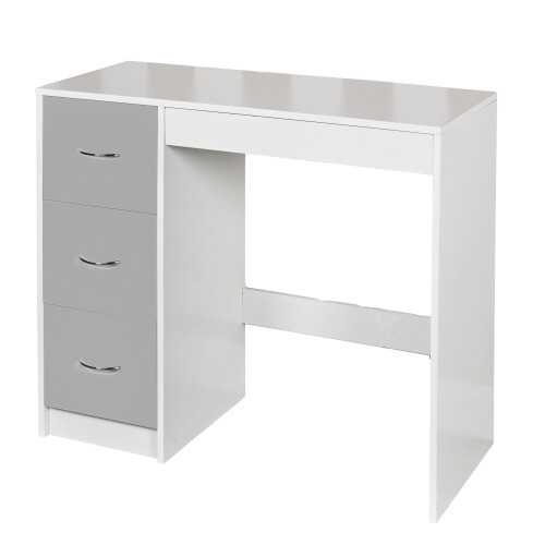 URBN Living (White Carcass + Grey Drawers) 3 Drawer Wooden Dressing Computer Work Table Desk