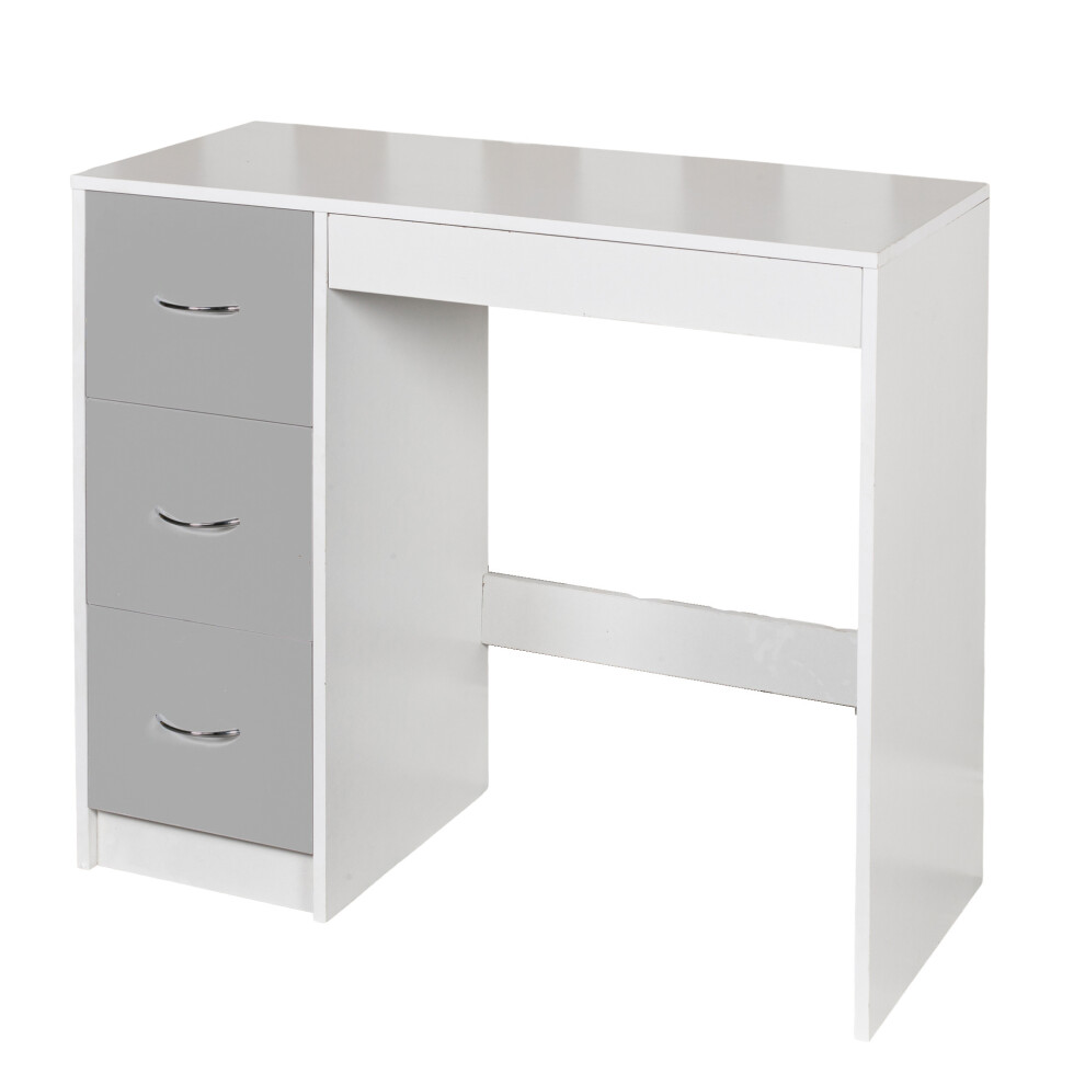 (White Carcass + Grey Drawers) 3 Drawer Wooden Dressing Computer Work Table Desk