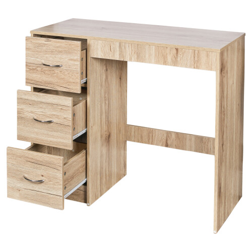 URBN Living (Oak Carcass + Oak Drawers) 3 Drawer Wooden Dressing Computer Work Table Desk 1