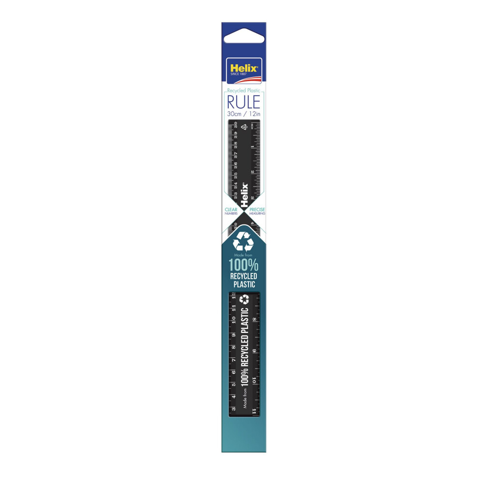 Helix 100% Recycled Plastic 30Cm/12" Ruler Black 11601