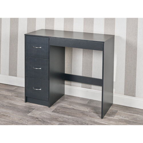 URBN Living (Black Carcass + Black Drawers) 3 Drawer Wooden Dressing Computer Work Table Desk 1
