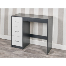 (Black Carcass + White Drawers) 3 Drawer Wooden Dressing Computer Work Table Desk