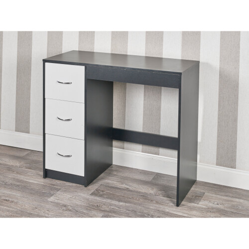 URBN Living (Black Carcass + White Drawers) 3 Drawer Wooden Dressing Computer Work Table Desk