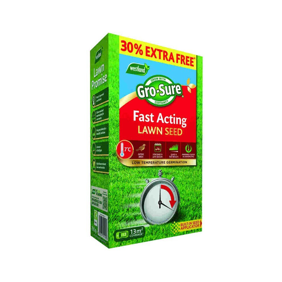 Westland Gro-Sure Fast Acting Lawn Seed - 10m2 + 30% Extra Free (20500299)