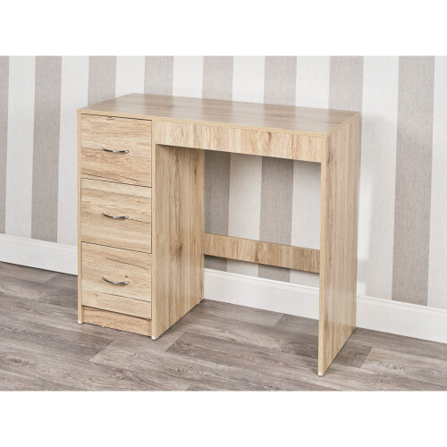 URBN Living (Oak Carcass + Oak Drawers) 3 Drawer Wooden Dressing Computer Work Table Desk 2