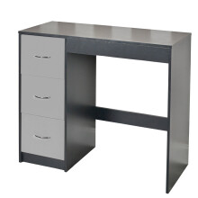 (Black Carcass + Grey Drawers) 3 Drawer Wooden Dressing Computer Work Table Desk