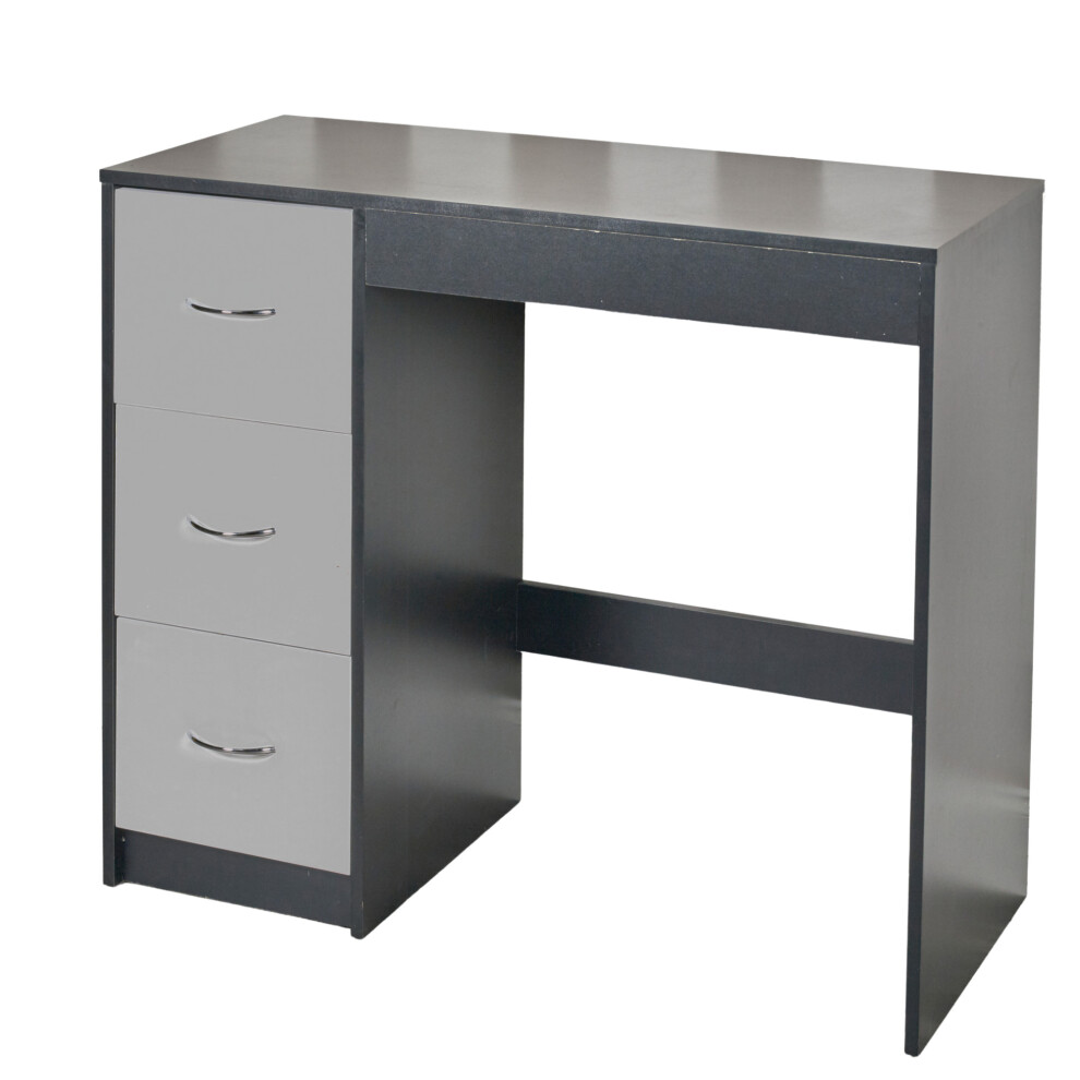 (Black Carcass + Grey Drawers) 3 Drawer Wooden Dressing Computer Work Table Desk