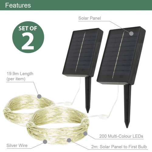 (Multi-Colour) GardenKraft 2-Pack of 200 Micro LED Outdoor String Lights 1