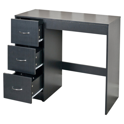 URBN Living (Black Carcass + Black Drawers) 3 Drawer Wooden Dressing Computer Work Table Desk