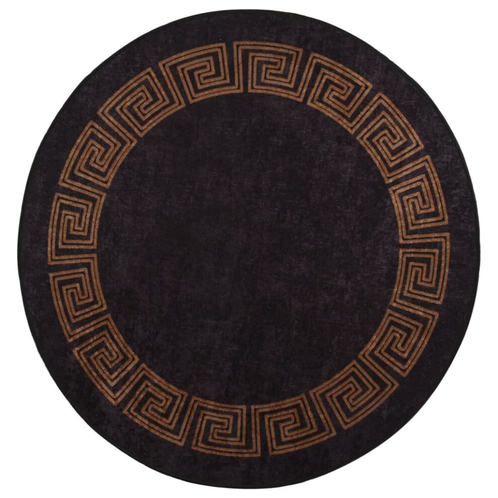 vidaXL Rug Washable φ120 cm Black and Gold Anti Slip Home Floor Carpet Mat