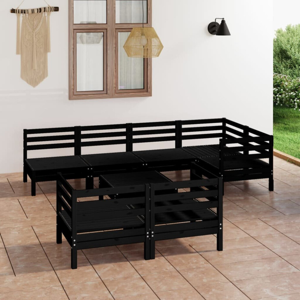 vidaXL Garden Lounge Set Outdoor Lounge Set 8 Piece Solid Wood Pine Black