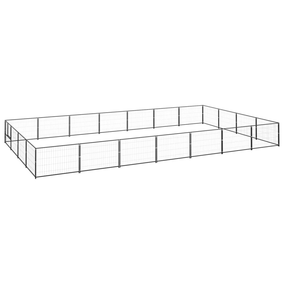 vidaXL Dog Kennel Black 28 m? Steel Puppy Enclosure Outdoor Patio Dog Cage