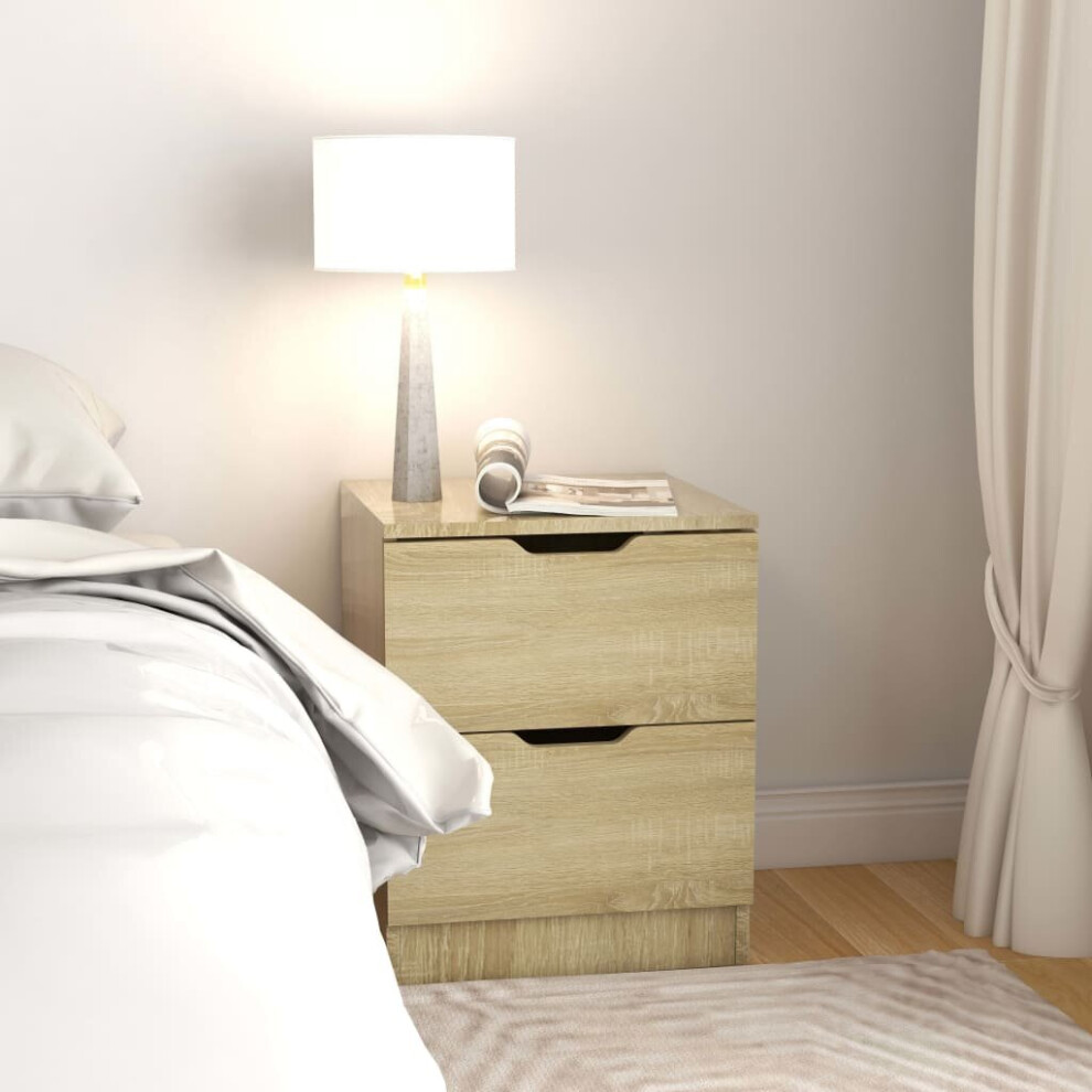 Vidaxl Bedside Cabinet Sonoma Oak Engineered Wood Nightstand Storage Cabinet