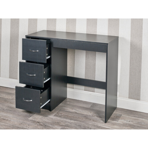 URBN Living (Black Carcass + Black Drawers) 3 Drawer Wooden Dressing Computer Work Table Desk 2