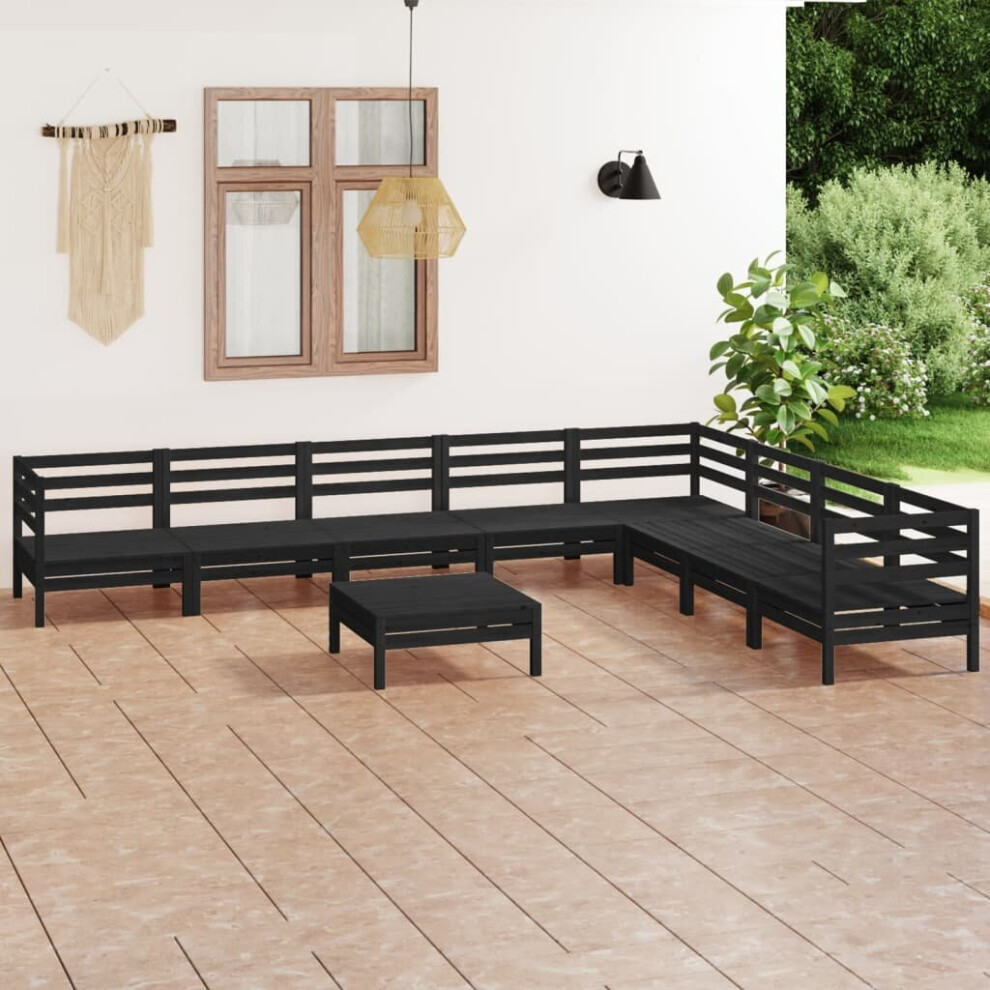 vidaXL Garden Lounge Set Outdoor Lounge Set 9 Piece Solid Wood Pine Black