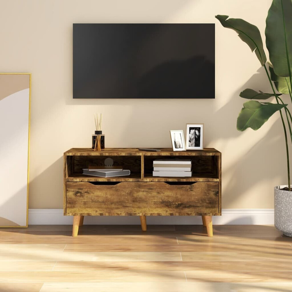 vidaXL TV Cabinet Smoked Oak Engineered Wood Media Unit Stereo Cabinet TV Unit