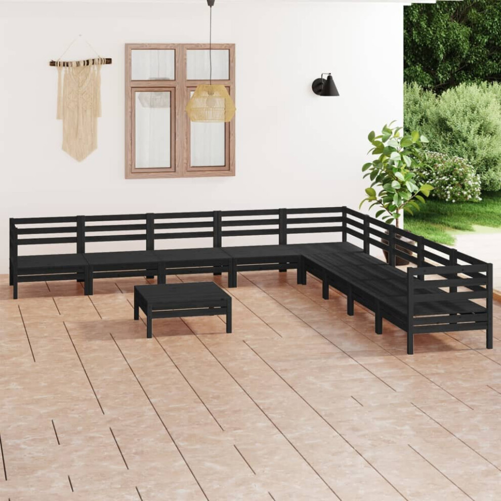 vidaXL Garden Lounge Set Outdoor Lounge Set 10 Piece Solid Wood Pine Black