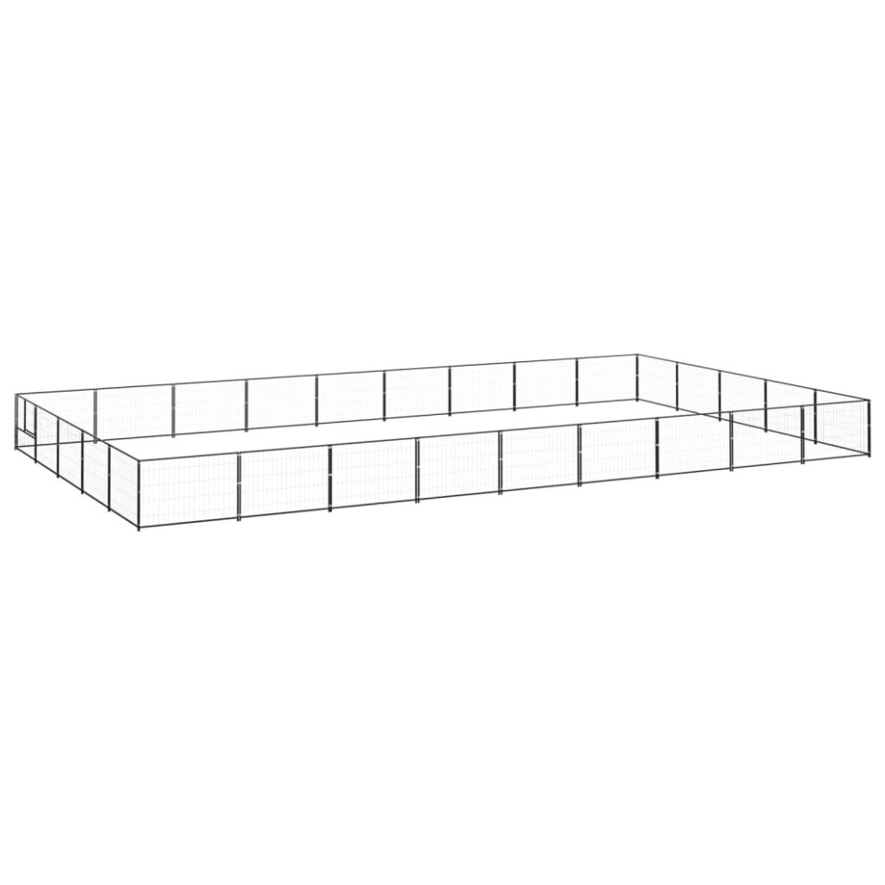 vidaXL Dog Kennel Black 45 m? Steel Puppy Enclosure Outdoor Patio Dog Cage