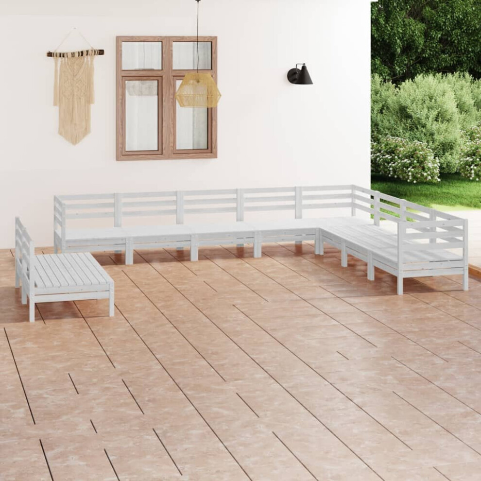 vidaXL Garden Lounge Set Outdoor Lounge Set 10 Piece Solid Wood Pine White