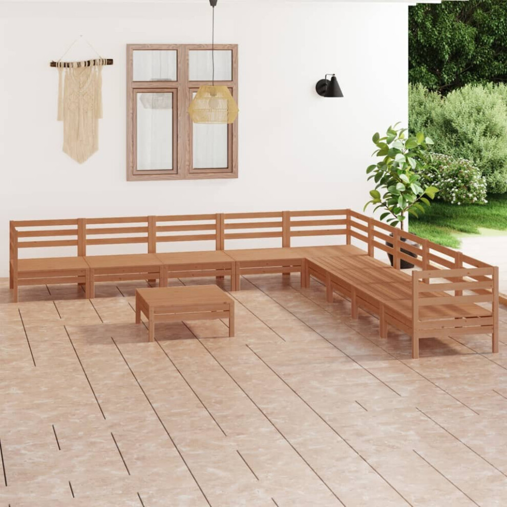 vidaXL Garden Lounge Set Patio Lounge Set 10 Piece Solid Wood Pine Honey Brown