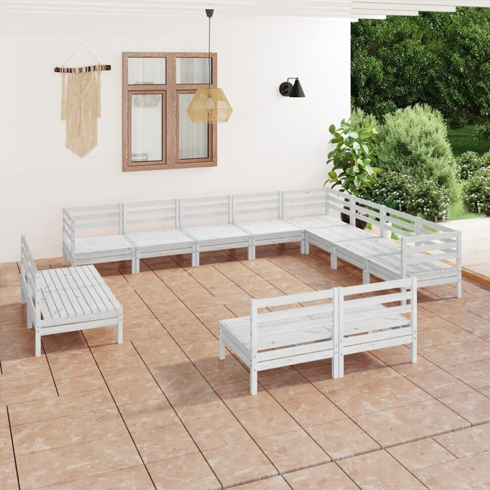 vidaXL Garden Lounge Set Outdoor Lounge Set 12 Piece Solid Wood Pine White