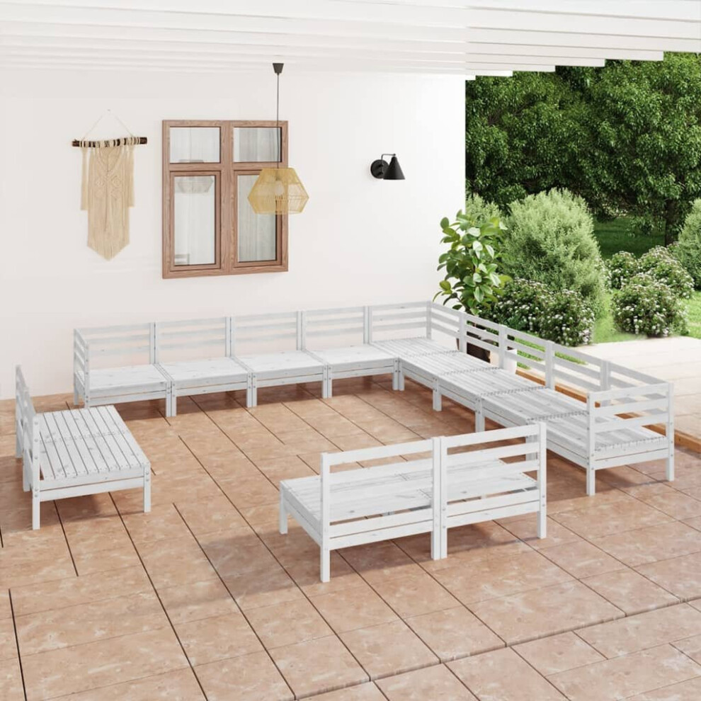 vidaXL Garden Lounge Set Outdoor Lounge Set 13 Piece Solid Wood Pine White