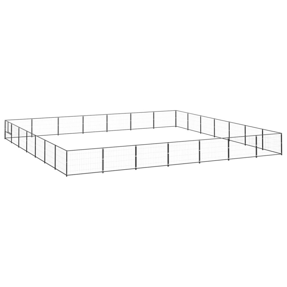 Vidaxl Dog Kennel 49 M? Steel Puppy Enclosure Outdoor Patio Dog Cage Black