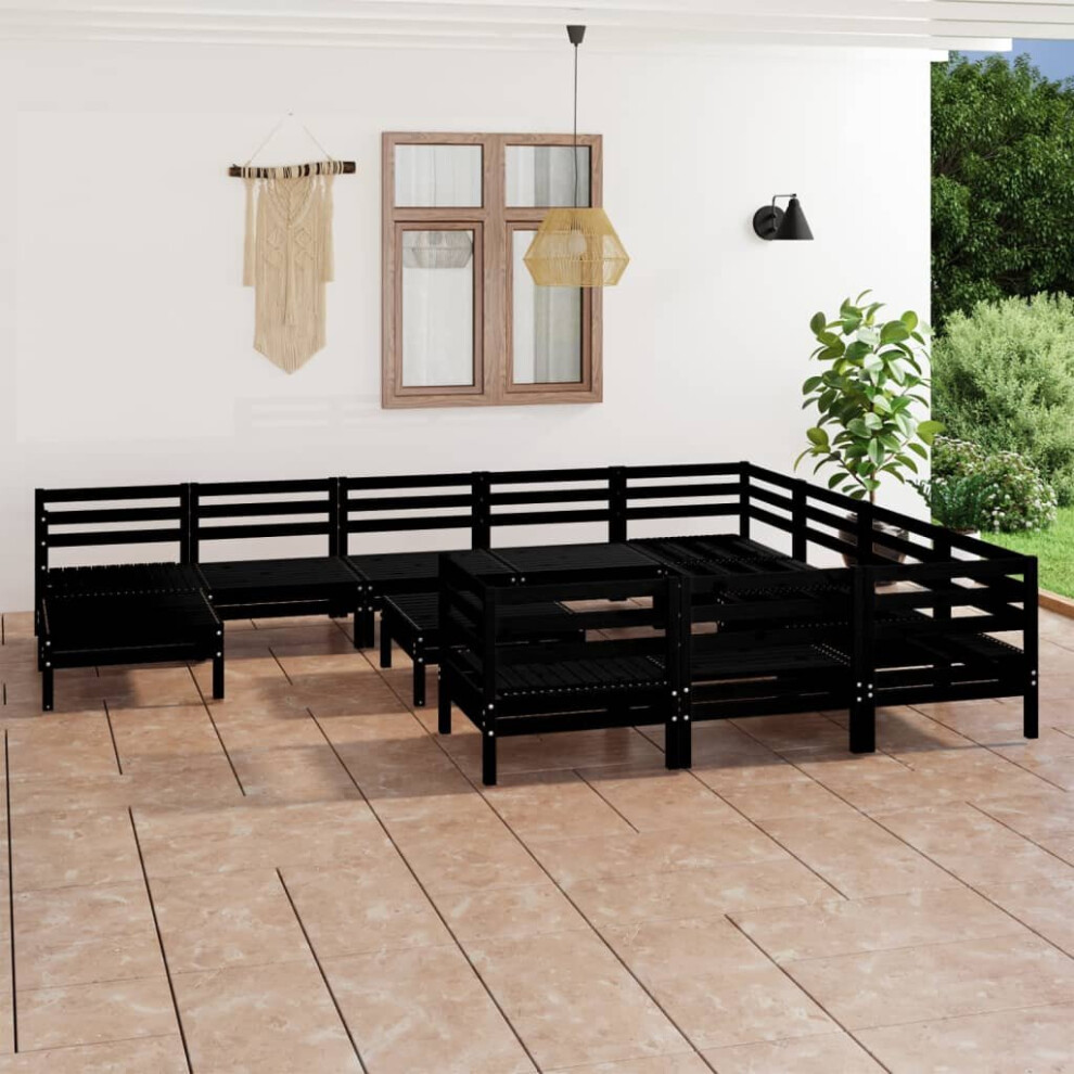 vidaXL Garden Lounge Set Outdoor Lounge Set 12 Piece Black Solid Wood Pine