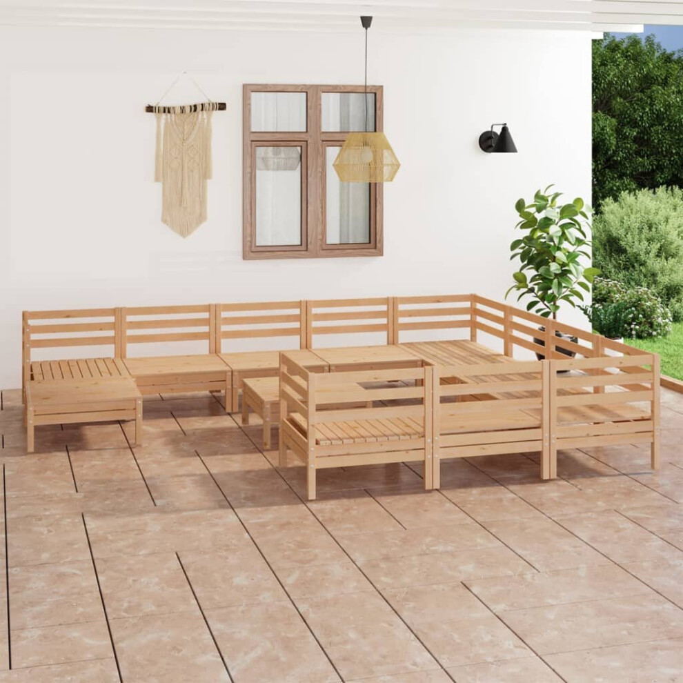 vidaXL Garden Lounge Set Wooden Outdoor Lounge Set 12 Piece Solid Wood Pine