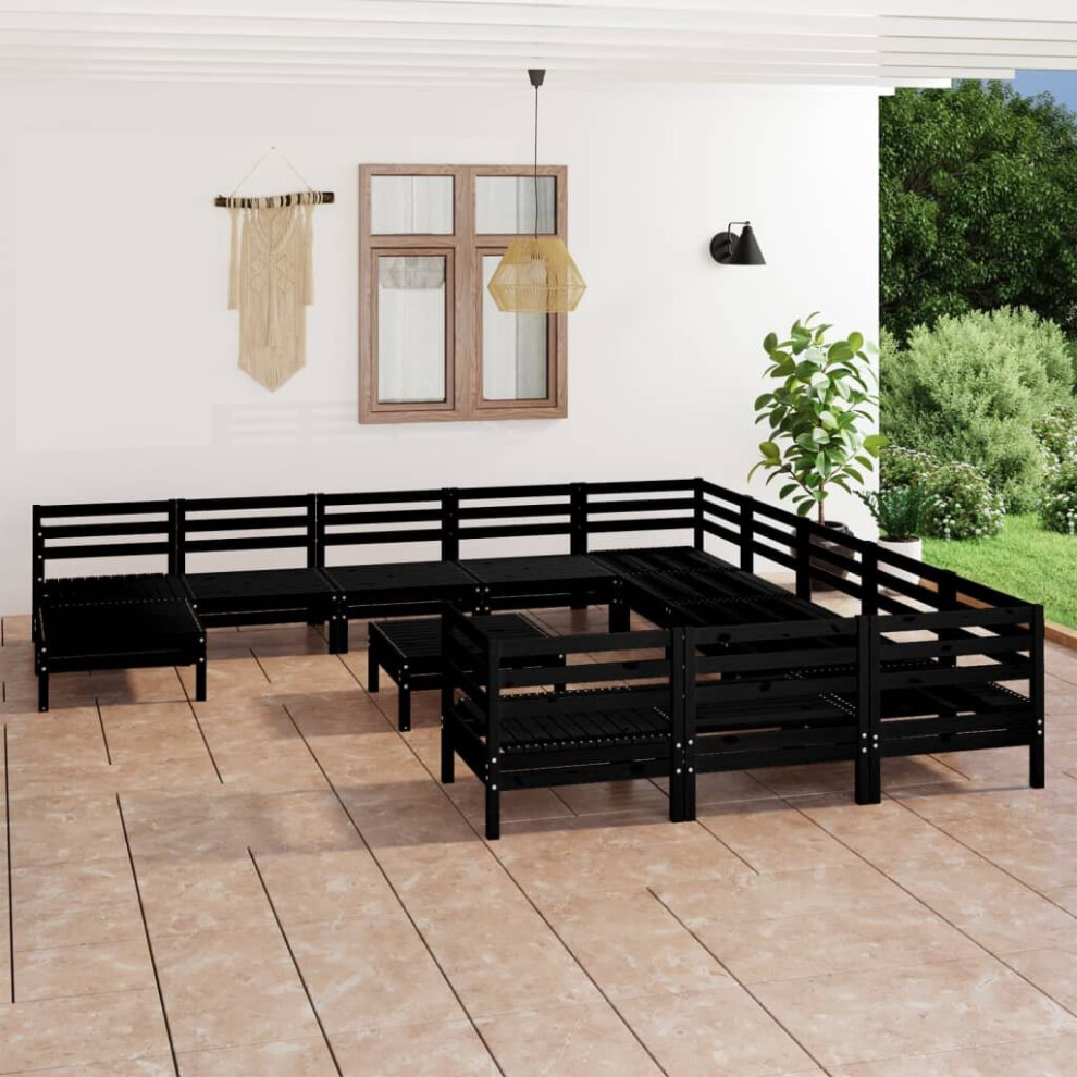 vidaXL Garden Lounge Set Outdoor Lounge Set 13 Piece Black Solid Wood Pine