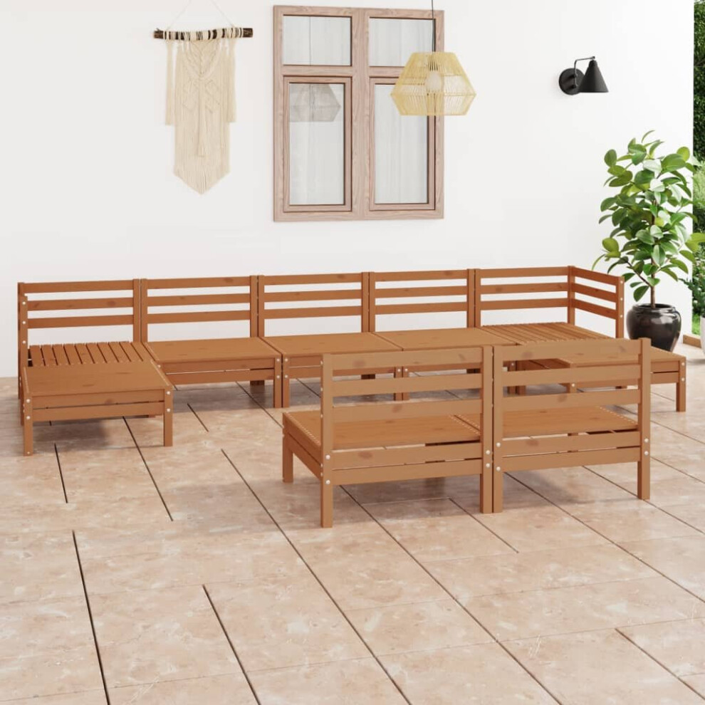 vidaXL Garden Lounge Set Patio Lounge Set 9 Piece Honey Brown Solid Wood Pine