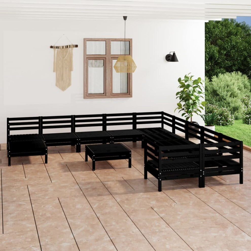 vidaXL Garden Lounge Set Outdoor Lounge Set 12 Piece Black Solid Wood Pine