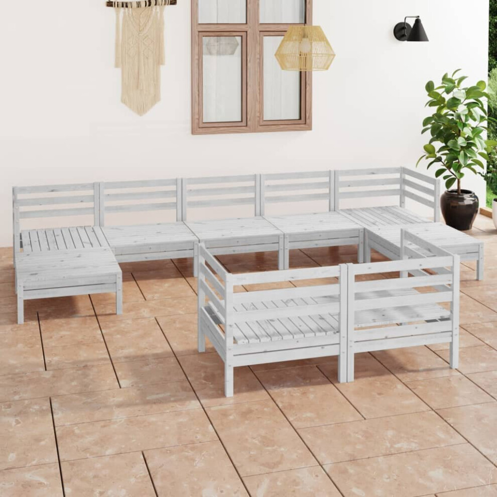 vidaXL Garden Lounge Set Outdoor Lounge Set 9 Piece White Solid Wood Pine