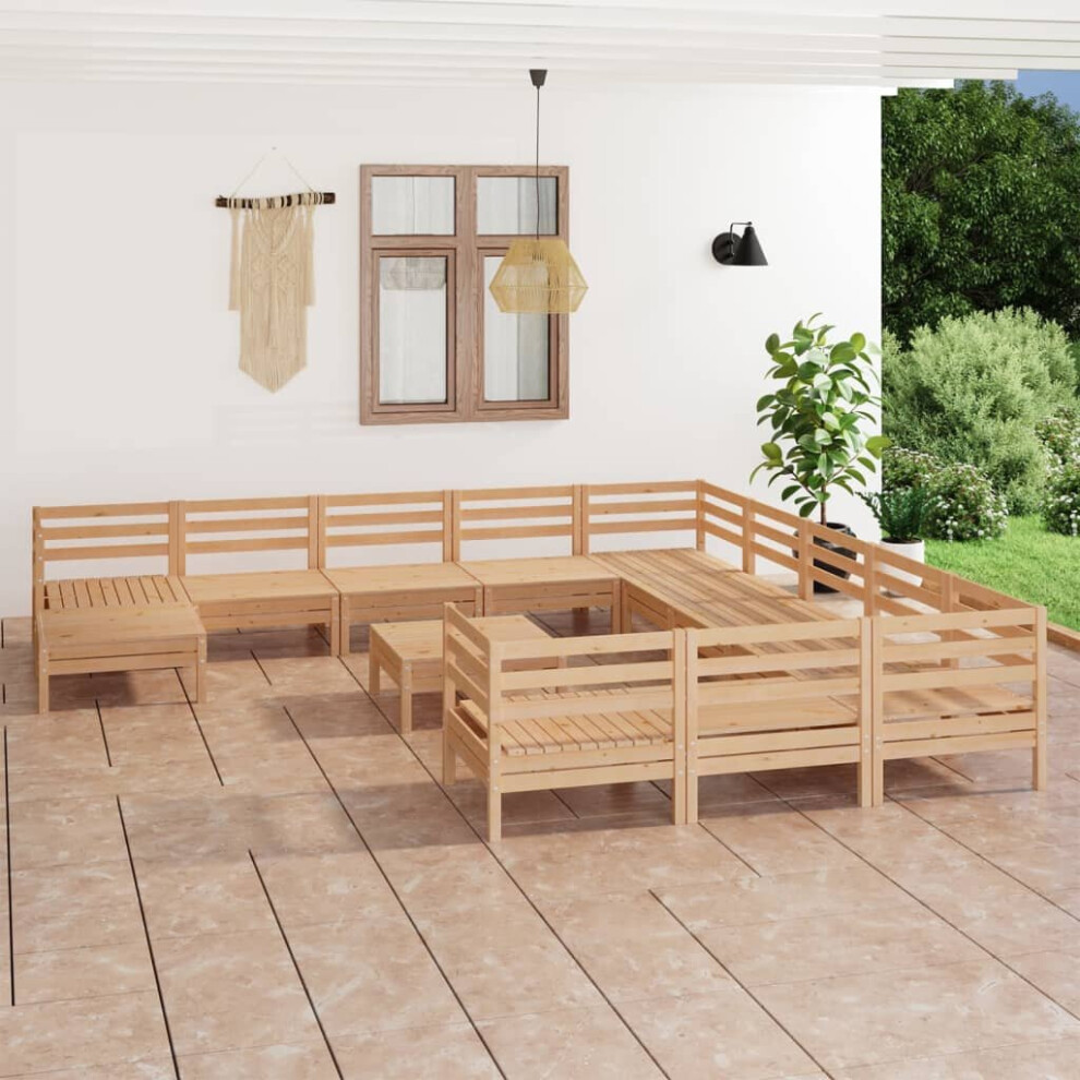 vidaXL Garden Lounge Set Wooden Outdoor Lounge Set 13 Piece Solid Wood Pine