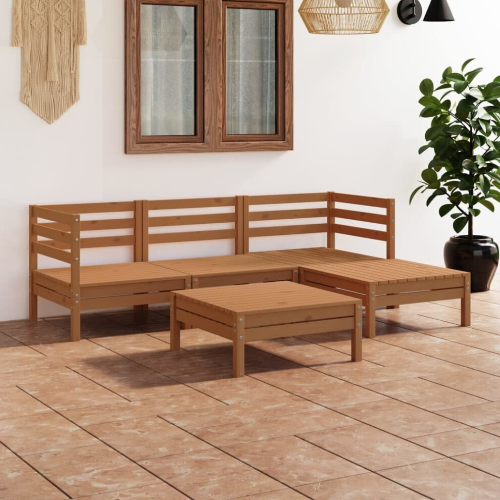 vidaXL Garden Lounge Set Outdoor Lounge Set 5 Piece Solid Pinewood Honey Brown