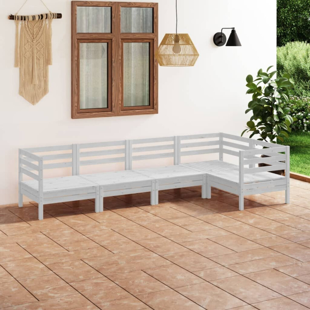 vidaXL Garden Lounge Set Outdoor Sofa Set Couch 5 Piece Solid Pinewood White