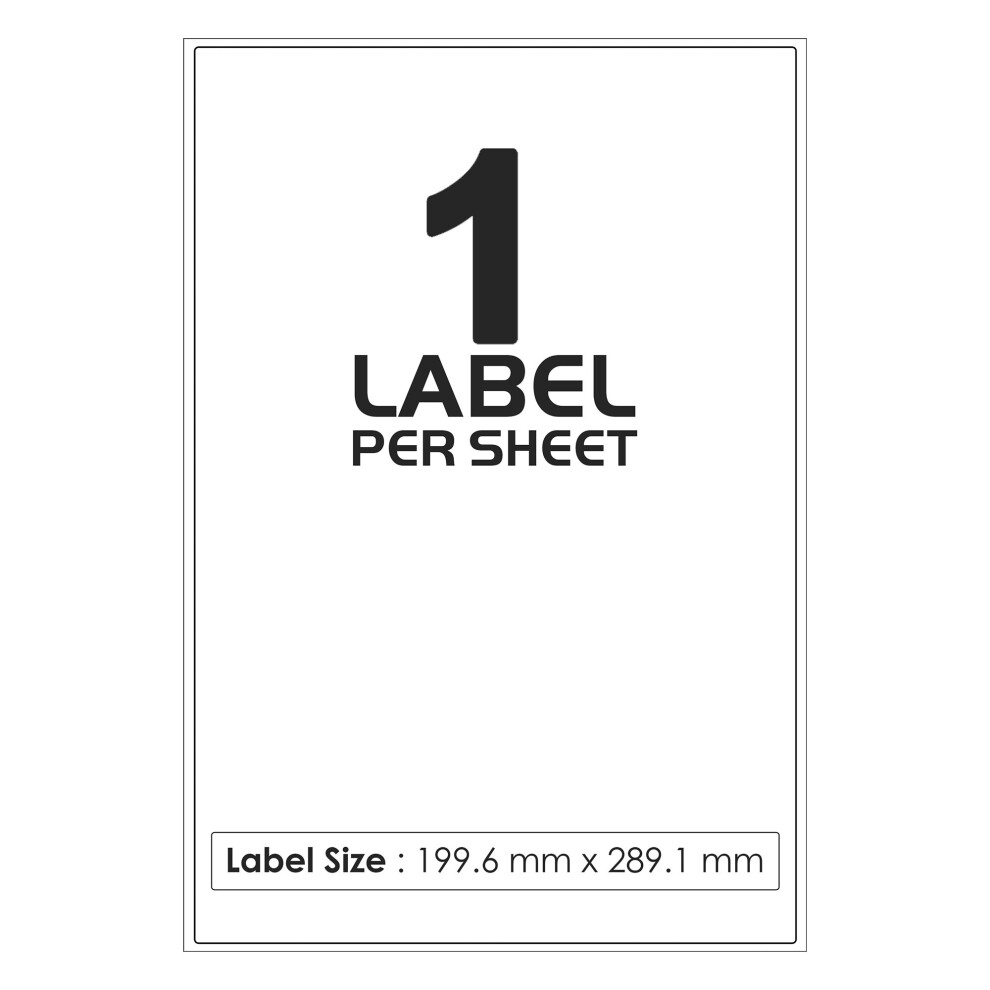 (1 Per Sheet) 50 Sheets of Quality A4 Printer Labels White Matte Self Adhesive/Sticky Back Address Label Printing Sheet, Printable Sticker Paper