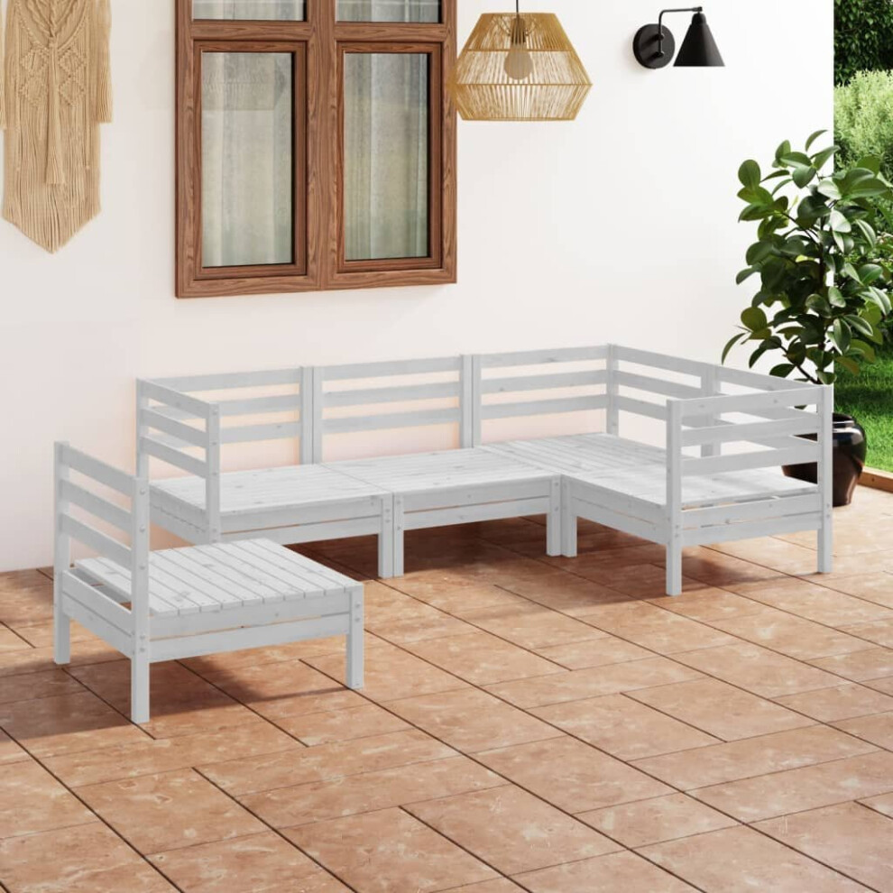 vidaXL Garden Lounge Set Outdoor Sofa Set Couch 5 Piece Solid Pinewood White