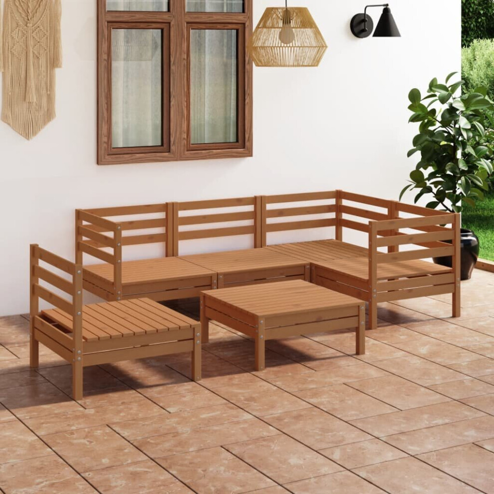 vidaXL Garden Lounge Set Outdoor Lounge Set 6 Piece Solid Pinewood Honey Brown