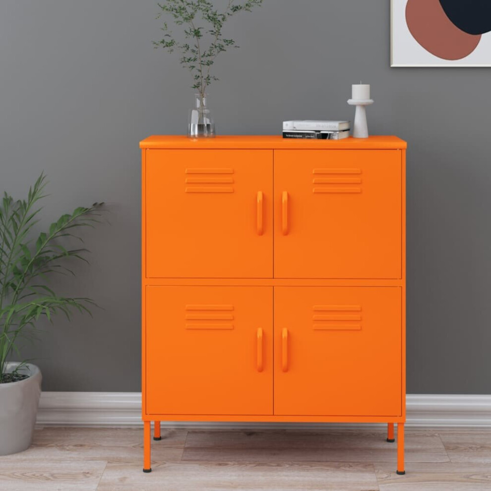 Vidaxl Storage Cabinet Orange Steel Living Room Sideboard Cupboard Bookcase