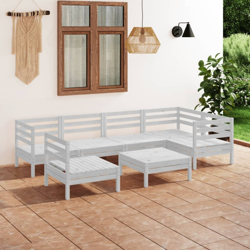 vidaXL Garden Lounge Set Outdoor Sofa Set Couch 7 Piece Solid Pinewood White