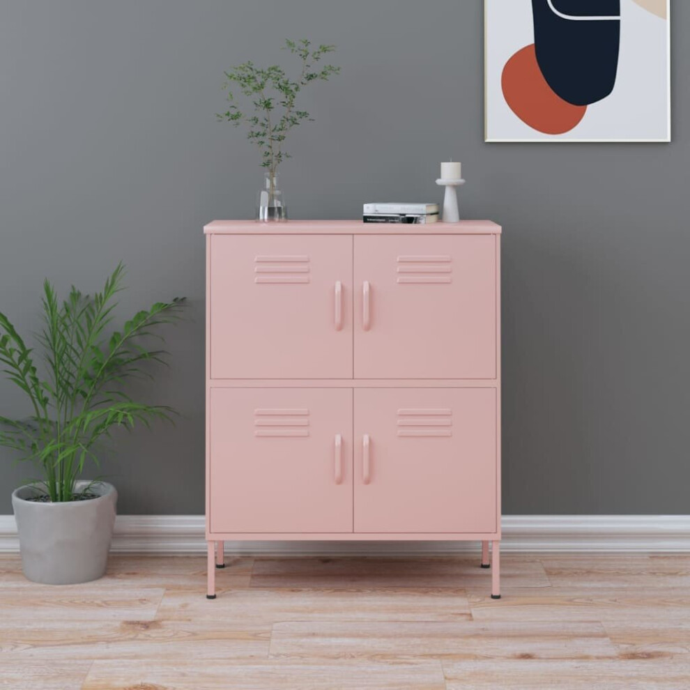 vidaXL Storage Cabinet Pink Steel Living Room Sideboard Cupboard Bookcase